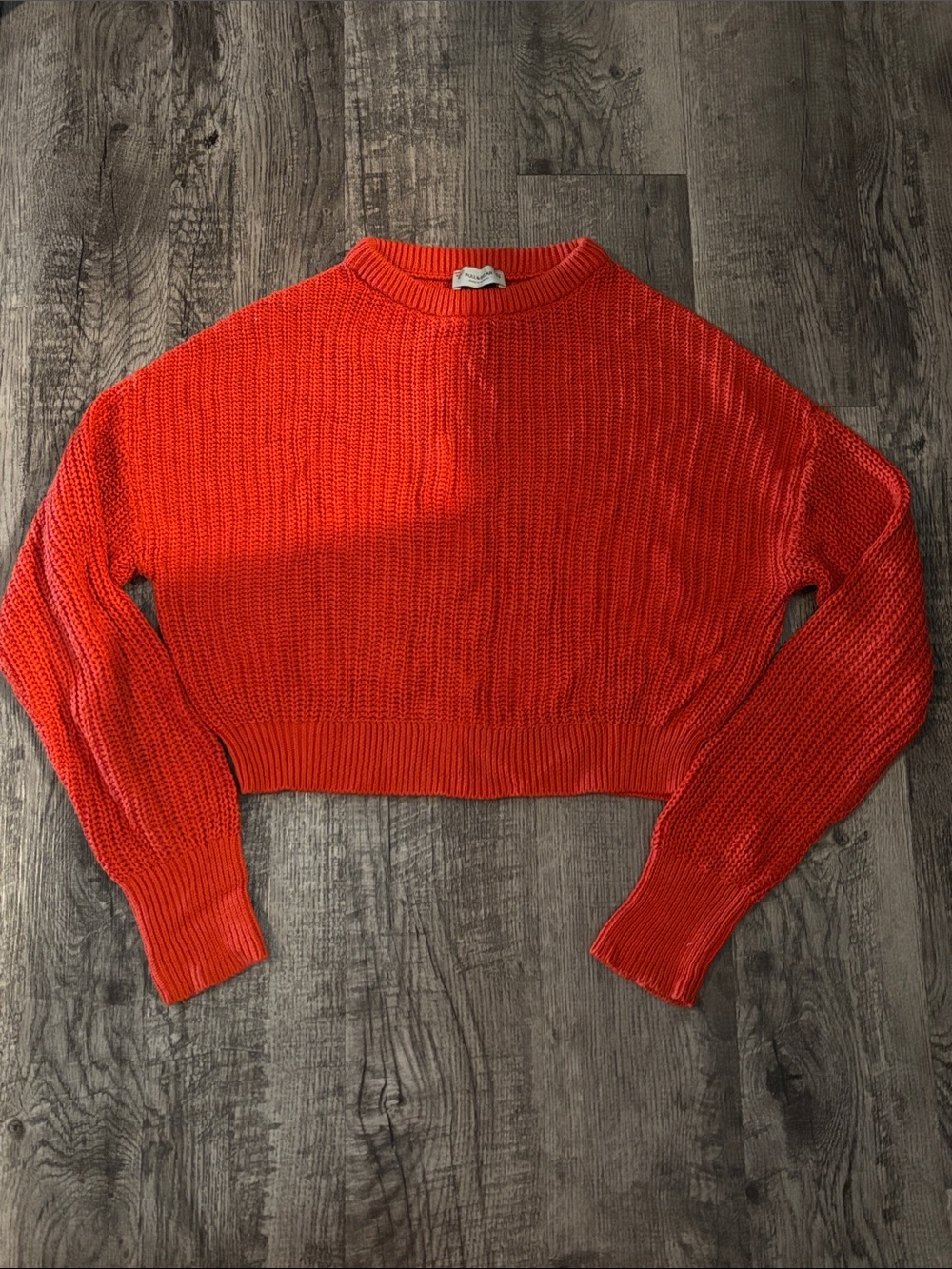 Pull&Bear Cropped Rib-Knit Sweater - Red - Size Small
